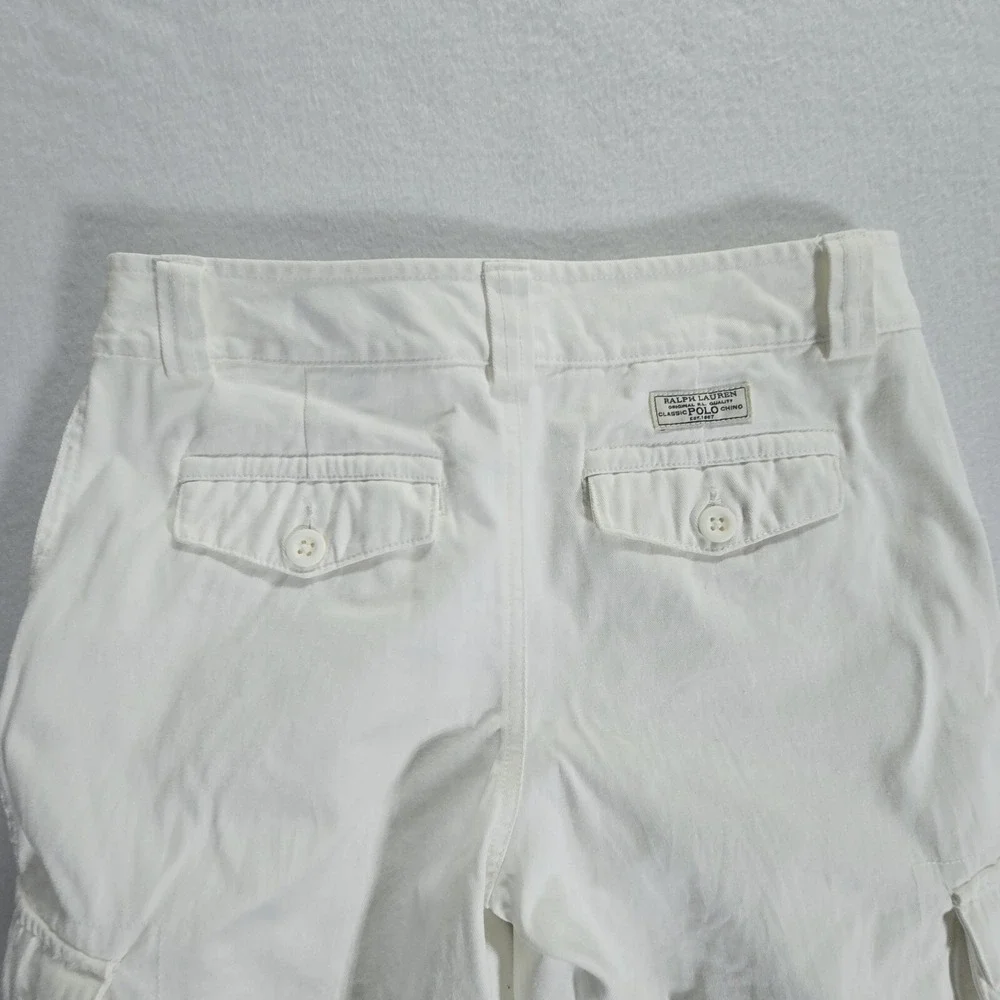 Polo Ralph Lauren Shorts Cargo Boys Size 14 Vintage White Waist 28in Inseam 10in